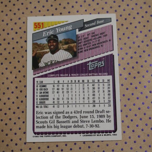 Eric Young #551 Baseball Card - Picture 2 of 2